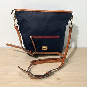 Dooney & Bourke Black Nylon Crossbody Bag With Leather Trim & Adjustable Strap